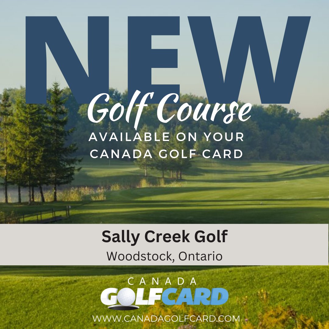 CanadaGolfCard's tweet image. New Course! 
Sally Creek Golf - Woodstock, Ontario
Canada’s #1 Golf Discount Program! 
CELEBRATING 10 YEARS OF GOLF SAVINGS! 
Play More, Save More!! 
canadagolfcard.com 

 #golf #saveongolf #canadagolfcard