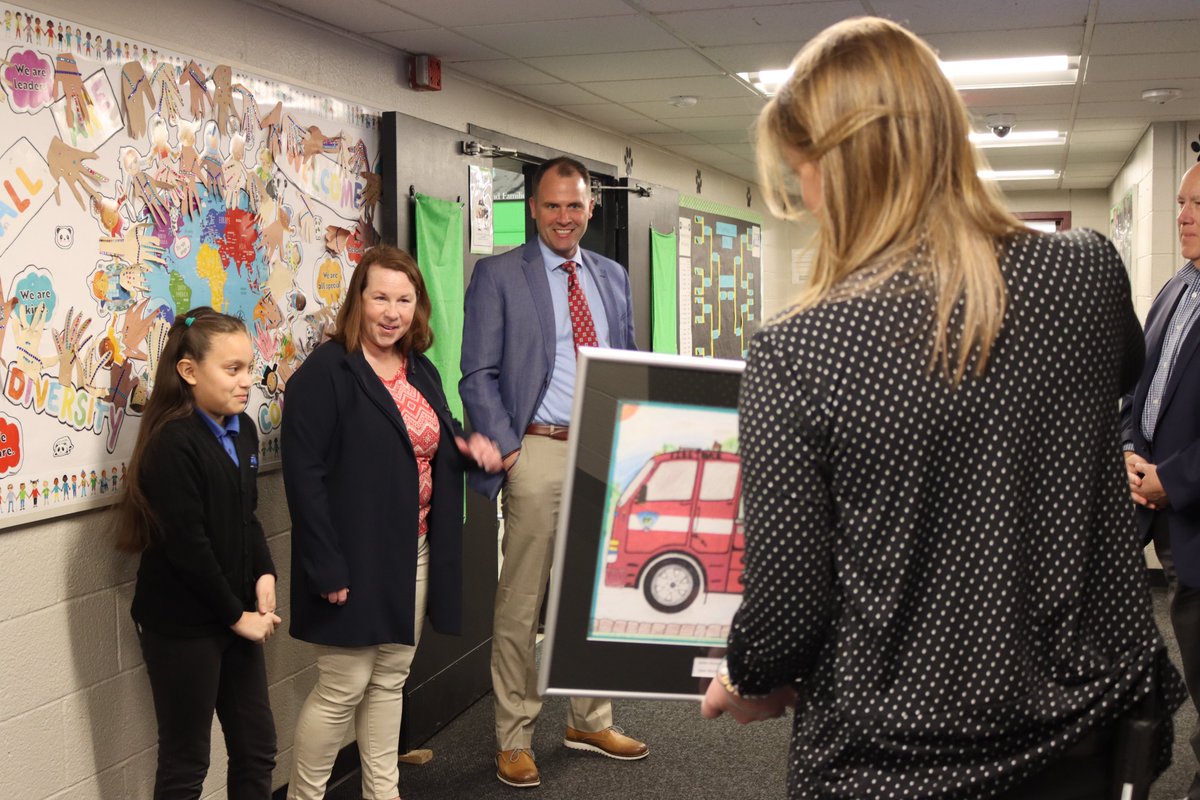 EastHartfordPS's tweet photo. EHPS continues to celebrate Norris 5th Grader Ashley Recinos - the CT Fire Prevention Poster Contest winner! Mayor Walsh, Fire Chief Munson, Fire Marshal Pelow and others were there as Principal Schram hung her poster in the school's lobby. Read more: https://t.co/ab1ZJDmcqE https://t.co/FgAdZd6nzg