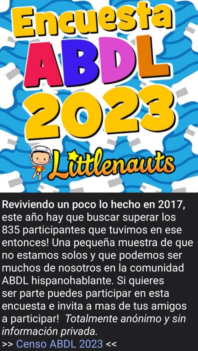Encuesta ABDL 2023. Para hispanohablantes! Participa y compártela por favor nwn! forms.gle/71mpXKP1bq3Gih…