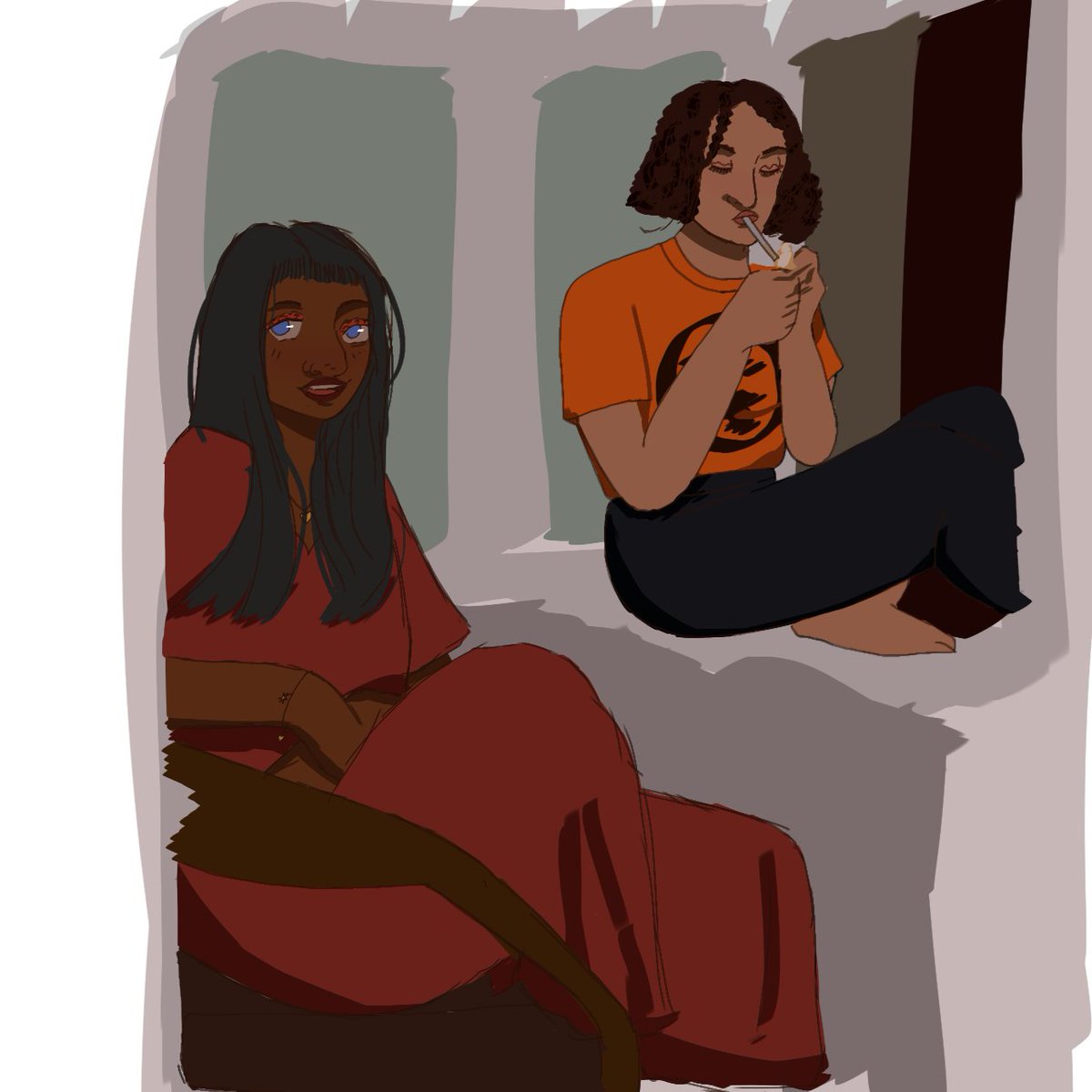 Discordanmalice's tweet photo. ✨️Silena and clarisse hanging out✨️
Silena did clarisse's eyeliner 😍 

#silenabeauregard #silena #beauregard #clarisse #percyjackson #pjotwt #pjo #pjofanart #aphrodite https://t.co/F6Crh7Nnaf