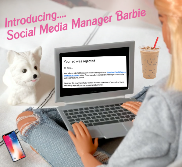 annalaurahhh's tweet photo. This Barbie's ad just got rejected for the 457th time https://t.co/VSF61HCk5R