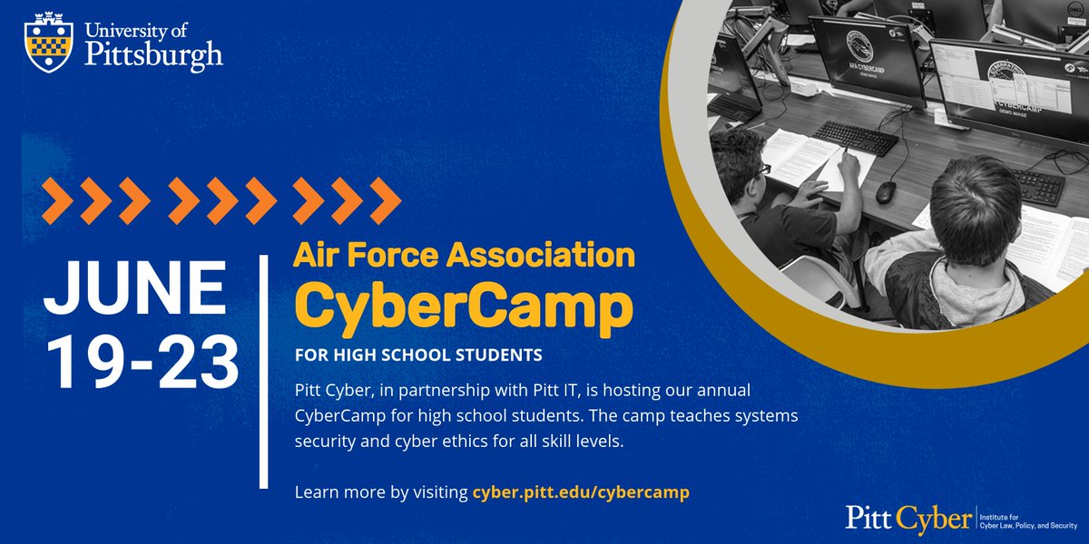 Spots are filling up fast for our annual CyberCamp this summer! Registration is officially open &amp; is first come, first served. High schoolers in the Pittsburgh area are encouraged to sign up. No previous experience required for our standard camp. Info here cyber.pitt.edu/cybercamp