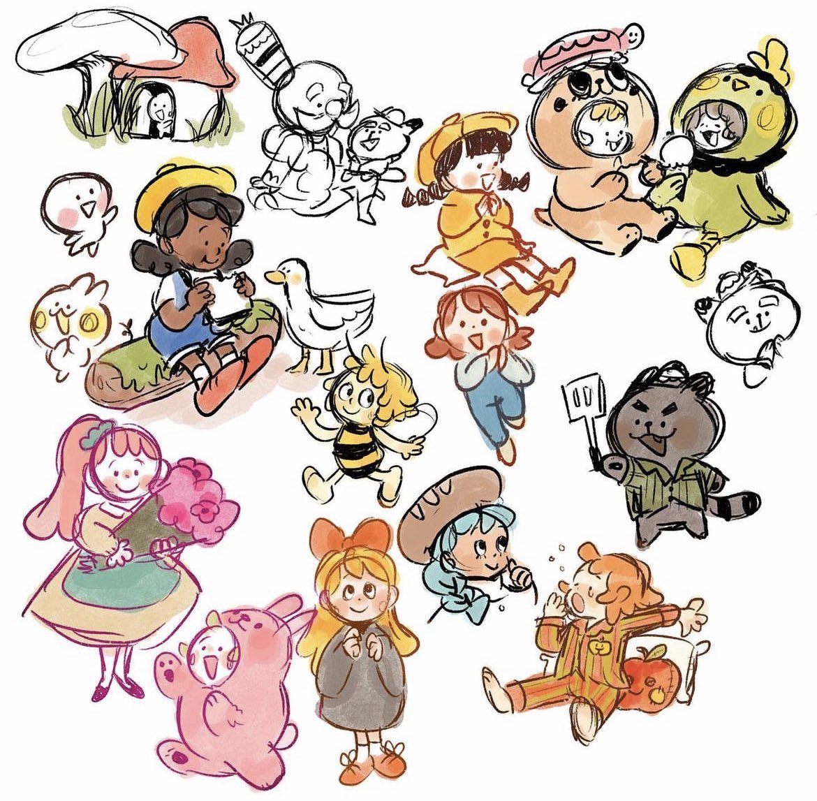 cozy colorful characters
