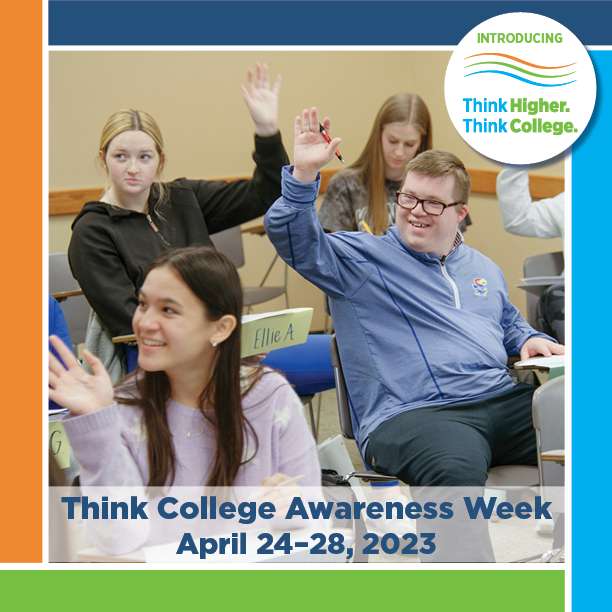 WIHDCmtySuptNet's tweet image. Can people with ID go to college? Yes they can! Join us for Think College Awareness Week April 24-28 to learn more. We’ll kick it off with the NEW “Think Higher. Think College.” campaign video &amp;amp; website. Register today! #THTC #ThinkHigher #ThinkCollege bit.ly/TCAwarenessWee…