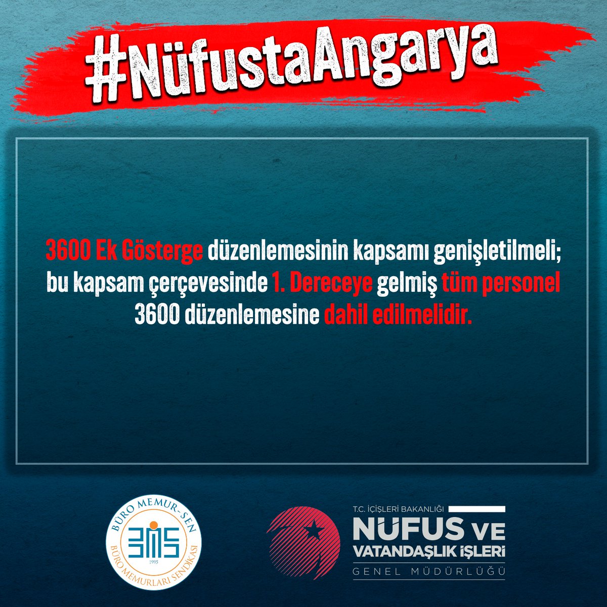 Nüfus Uzmanları (@nufusuzmanlari) on Twitter photo #NufustaAngarya
3600 Ek Gösterge düzenlemesinin kapsamı genişletilmeli; bu kapsam çerçevesinde 1. Dereceye gelmiş tüm personel 3600 düzenlemesine dahil edilmelidir.
<a href="/RTErdogan/">Recep Tayyip Erdoğan</a> <a href="/suleymansoylu/">Süleyman Soylu</a> <a href="/sefikaygol/">Şefik AYGÖL</a> <a href="/yusufyazgan37/">Yusuf YAZGAN</a> #NufustaAngarya
3600 Ek Gösterge düzenlemesinin kapsamı genişletilmeli; bu kapsam çerçevesinde 1. Dereceye gelmiş tüm personel 3600 düzenlemesine dahil edilmelidir.
<a href="/RTErdogan/">Recep Tayyip Erdoğan</a> <a href="/suleymansoylu/">Süleyman Soylu</a> <a href="/sefikaygol/">Şefik AYGÖL</a> <a href="/yusufyazgan37/">Yusuf YAZGAN</a>