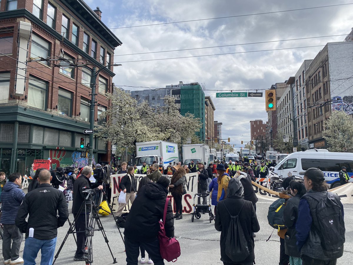 Residents, supporters, and VANDU members are gathering at Hastings and Columbia. 

Residents to VPD:

“We live here, you only work here.”