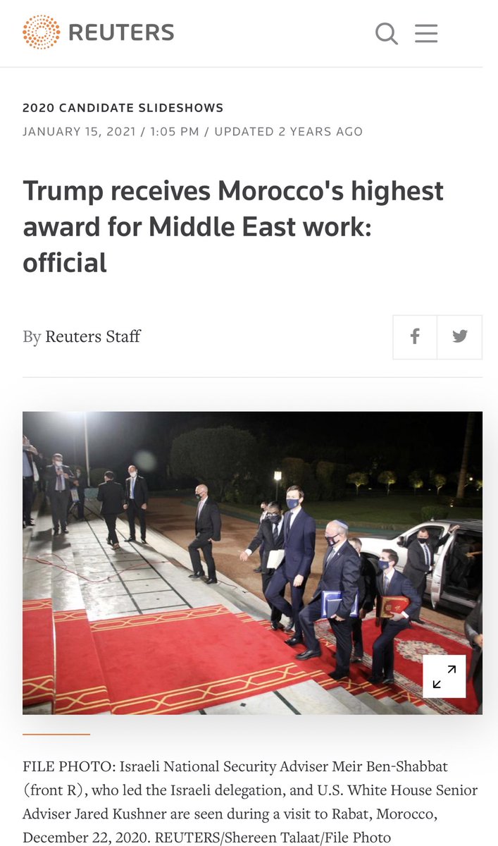 On January 15, 2021 Donald Trump received Morocco’s highest award for peace in the Middle East. Morocco is a black nation that built America with Jesuits before Columbus arrival and is also the fist country to recognize America’s independence. Donald Trump was restoring history.