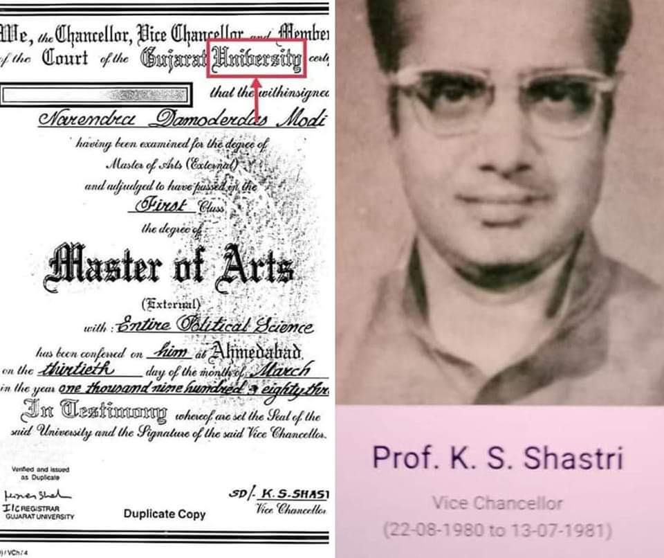 lonemohdshafi's tweet photo. @DrDatta01 @narendramodi You can add something more. But do some fact check first. Like the prof. who signed the degree of entire Pol science has actually died before signing the degree. https://t.co/wIXumKX2og