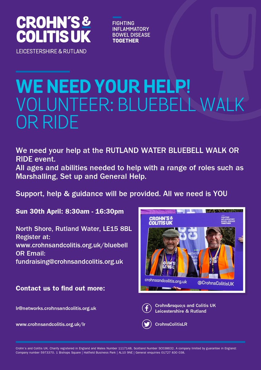We need your help! Please consider signing up to help us marshal this event
#Community #Support #Leicester #Fundraising #Crohns #Colitis #ItTakesGuts #IBD #Awareness #Rutland #Bluebell #Nottingham #Northants #Lincolnshire #Oakham #TheBigHelpOut
r1.dotdigital-pages.com/p/4XJ3-BTM