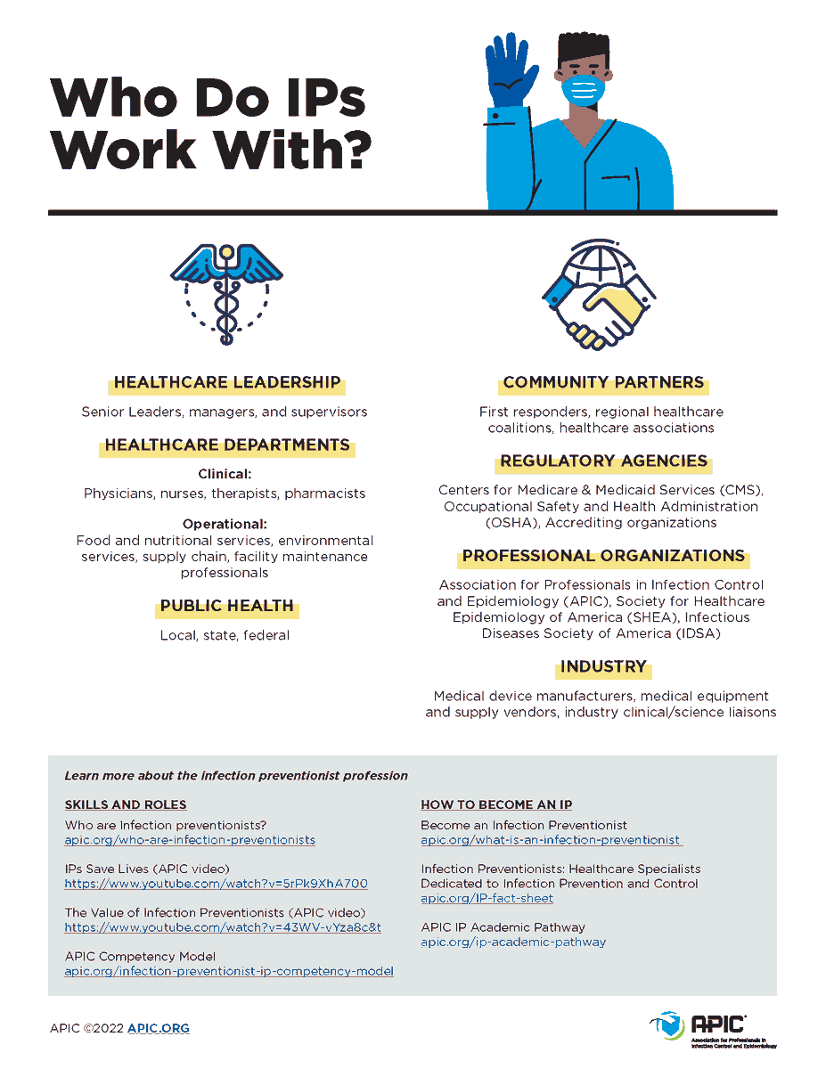 A2: Infection Preventionists are pivotal to the health of communities. Every day they keep us safe from infection --often behind the scenes. Learn more about what IPs do: bit.ly/3MjwYKo #NPHWChat