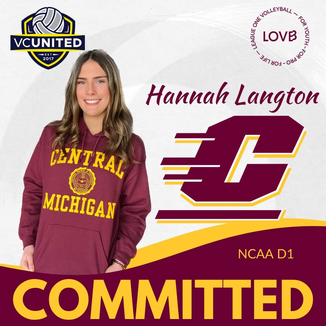 Congratulations to Hannah Langton for commiting to play DI volleyball at Central Michigan University. Go Hannah!! 👏👏👏 Amazing! #gkcogs