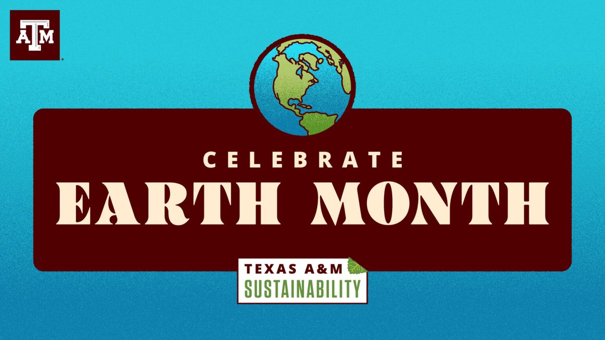 April is Earth Month! 🌍

Join <a href="/SustainableTAMU/">Texas A&M University Office of Sustainability</a> in celebrating with a variety of events aimed to empower Aggies to be more sustainable in their daily lives! tx.ag/EarthMonth