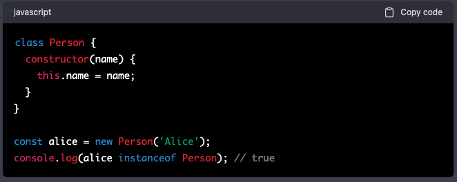 zero2hero_uk's tweet image. Javascript Tip: Use the instanceof operator to check if an object is an instance of a specific class or constructor.
#ReactHooks
#JSFeatures
#JSEcosystem
#FrontendTools 
#ReactComponents