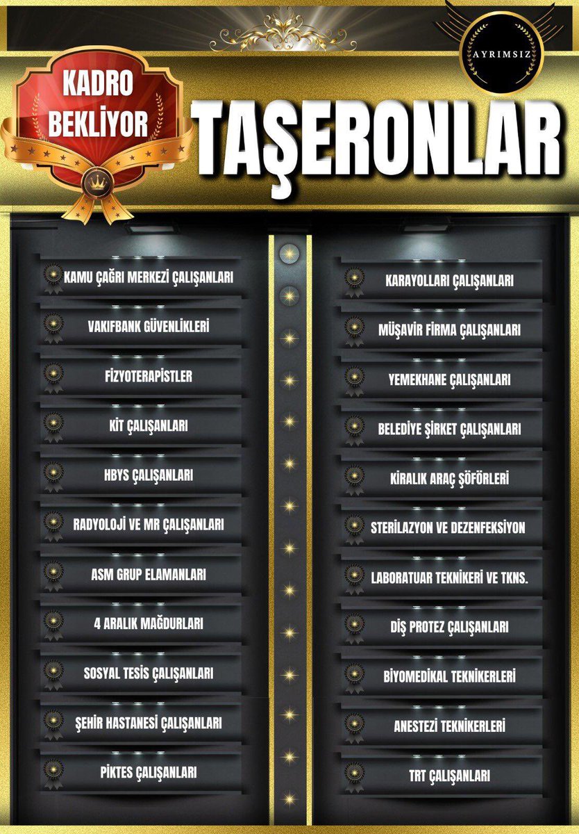 TaşeronunOyu AyrımsızKadroya olurmu bilmem ama 696 KHK için <a href="/4desdurumu/">4-D KAMU İŞÇİLERİ EŞ DURUMU MAĞDURLARI</a>
Cumhuriyetin 100.yilinda Kamu da taşeron işçilik zulümdür <a href="/Eylmaksc/">Eylem Aksaç</a> <a href="/HafizeSarl5/">Hafize Sarılı</a> <a href="/universitelisci/">Üniversite Mezunu Kamu İşçisi</a> lere statü ve ünvan değişikliği verilmelidir <a href="/drfahrettinkoca/">Dr. Fahrettin Koca</a> <a href="/DrRecepAkdag/">Recep Akdağ</a>
<a href="/vedatbilg/">vedatbilgin.22@gmail</a> #AsmGrupElemanınaKadro