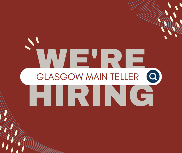 EdmontonState's tweet photo. ESB is hiring! We're looking for a Teller at our Glasgow Main location. If you, or someone you know might be interested, contact Lisa Mattingly, at 270-659-0171. https://t.co/BAhbCqU7cN