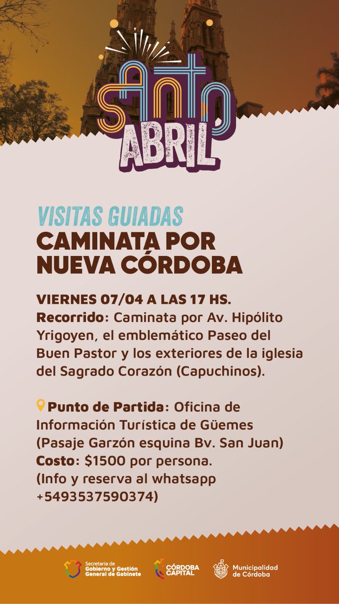 Para viernes santo estaré realizando visitas guiadas por barrio Nueva Córdoba ❤️ por consultas al md! 

#MejorConGuía

<a href="/VivireNuevaCba/">VivirenNuevaCórdoba®</a>