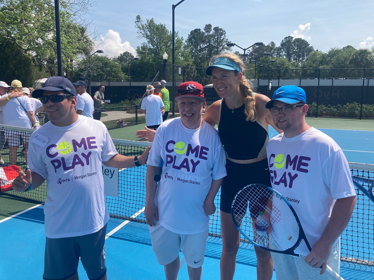 5tamey's tweet photo. The benevolent power of @vika7 playing doubles with my son, James! @CharlestonOpen @wta #ComePlay @blau05 @SpecialOlympics https://t.co/LzlzvETHYP