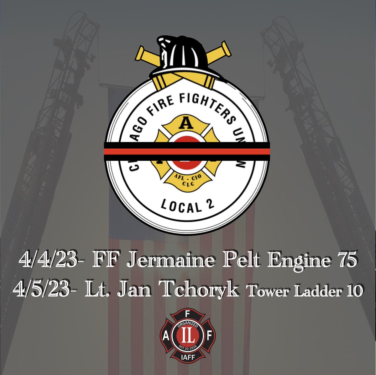 AFFI1935's tweet image. For the second time in as many days, the AFFI is devastated to learn of a line of duty death from Chicago. Lt. Jan Tchoryk of TL10 lost his life at a high-rise fire this morning. Please keep our Brothers and Sisters at Local 2 in your thoughts.