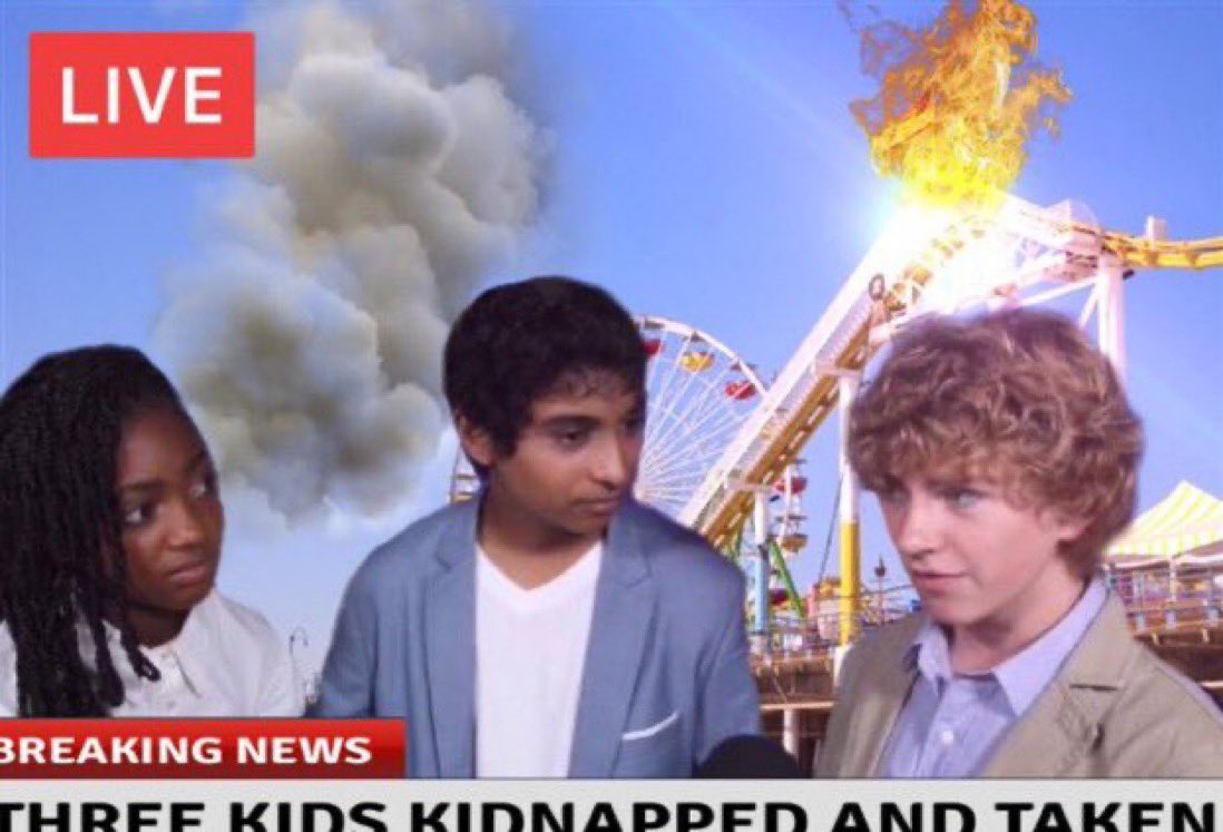 riptideschase's tweet image. percy, pretending to cry on national television: all I want is to see my loving stepfather again...
annabeth and grover: