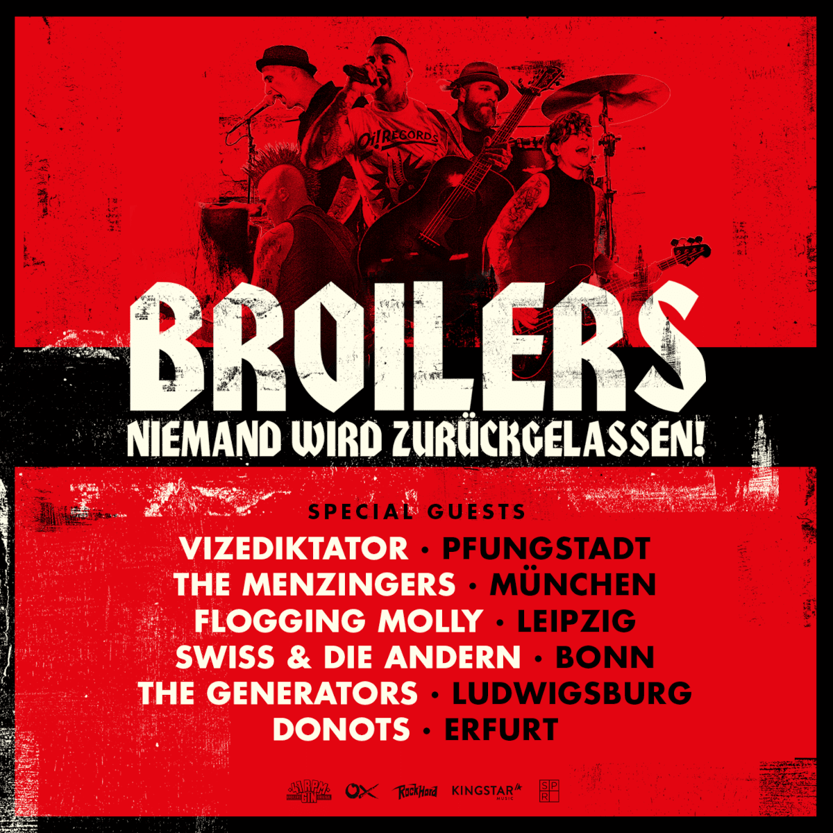 Broilers kündigen Support Acts der »NIEMAND WIRD ZURÜCKGELASSEN!«-Tour 2023 an

Die Nachfrage im letzten Sommer war so groß, dass es in diesem Sommer eine Zusatz-Tourrnee gibt.

 #Broilers #Donots #FloggingMolly #NIEMANDWIRDZURÜCKGELASSEN

rock-fanatics.de/tourankundigun…