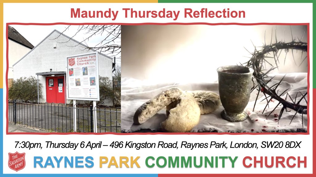 AndrewHammond96's tweet photo. You're invited to join with us for our Maundy Thursday Reflection which will be led by Drew and Jill.

#raynesparkcommunitychurch #raynespark https://t.co/chGSIFwcVP