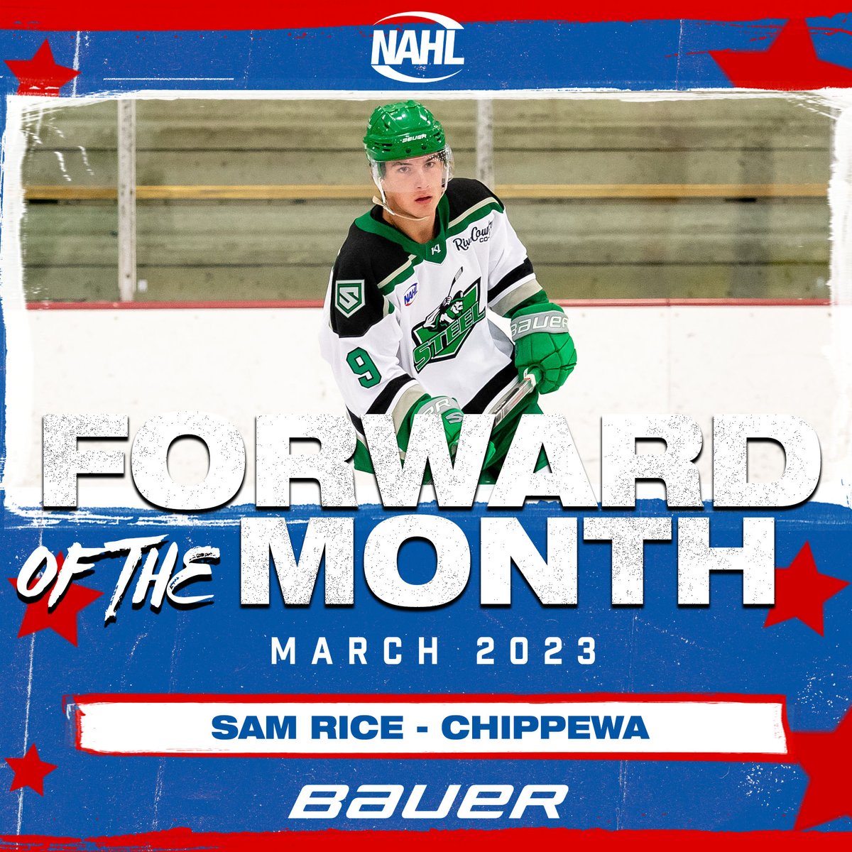 #NAHL <a href="/BauerHockey/">BAUER Hockey</a> Forward of the Month for March 2023: Sam Rice, <a href="/ChippewaSteel/">Chippewa Steel Hockey</a> nahl.com/news/story.cfm…