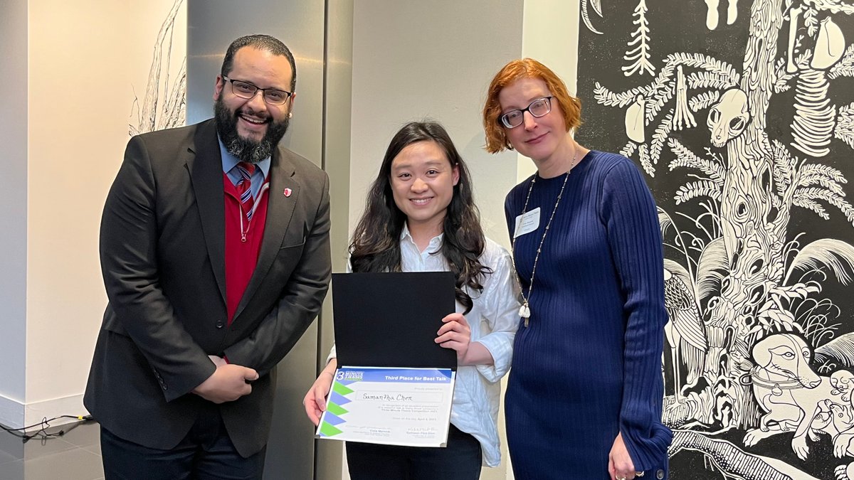 SBUGradProfDev's tweet photo. Congratulations to our #StonyBrookU #3MT winners for best talk! 

1st @KlingKatherine, @IDPAS_SBU 
2nd Kaushik Londhe, Civil Engineering
3rd &amp; People's Choice @samanthaywchen, @SBUpsych 

Awards generously sponsored by @stonybrookalum 
cc:
@StonyBrookU_GSO  @GradSBU https://t.co/6apNqrUOdA