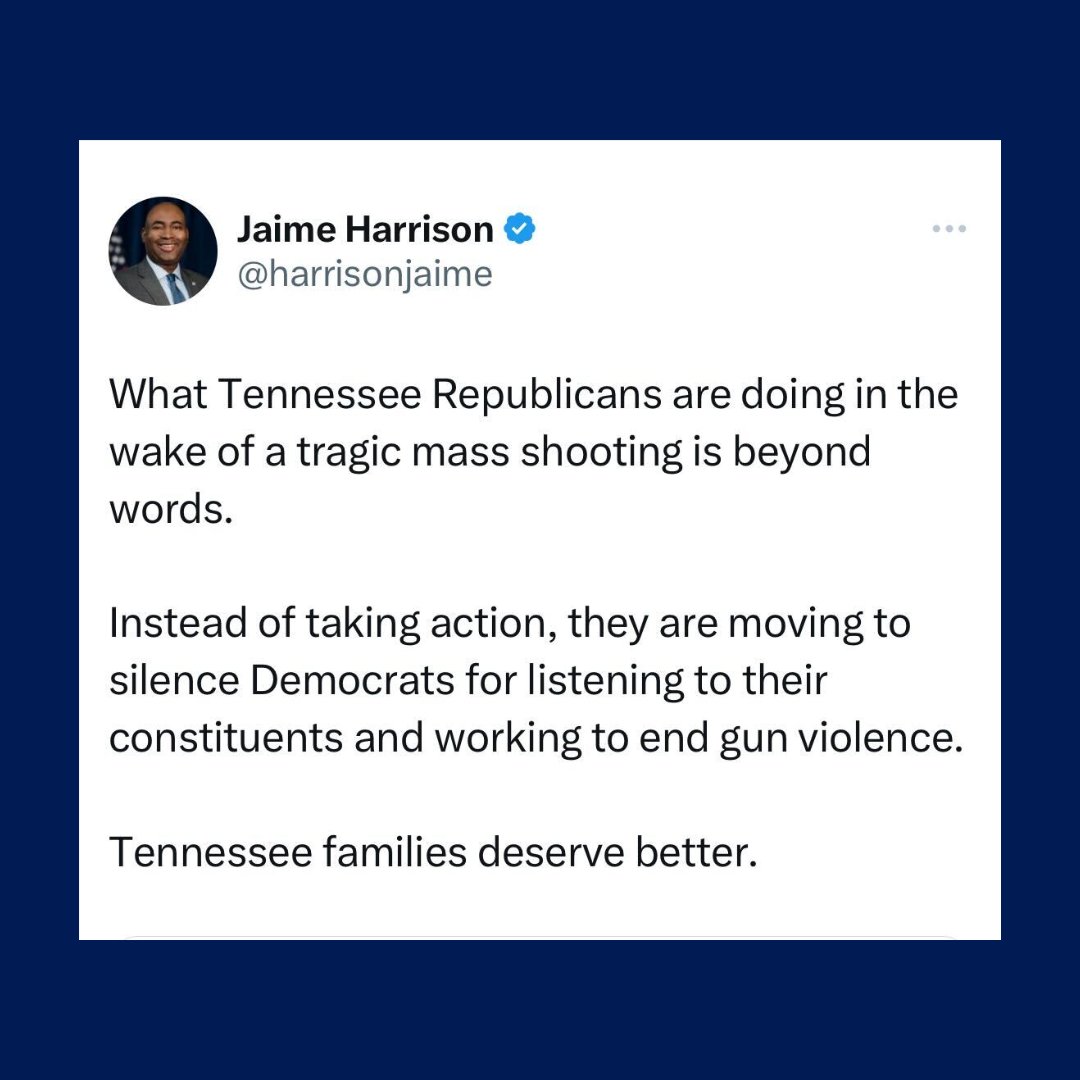 Tomorrow, the Republican led TN House of Representatives will vote to potentially expel 3 Democrats from TN State House for speaking out against gun violence. Tennesseans, please show up at the TN State Capitol at 8:30 a.m. CT to support the TN Three: txt.democrats.org/akuh