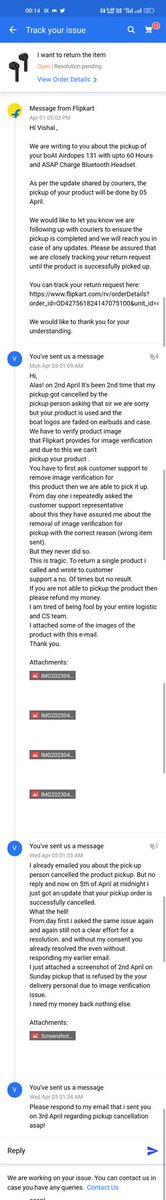 vgvishu9's tweet photo. @flipkartsupport  @_Kalyan_K  @Flipkart @FlipkartStories 
Well i ordered boat airdopes 131 my order id is OD427561824147075100.
instead of new what i got was a used, old with faded boat logos airdopes.
Now the pickup person refused to pick and your C support not even responding. https://t.co/YlAkR5yNzI