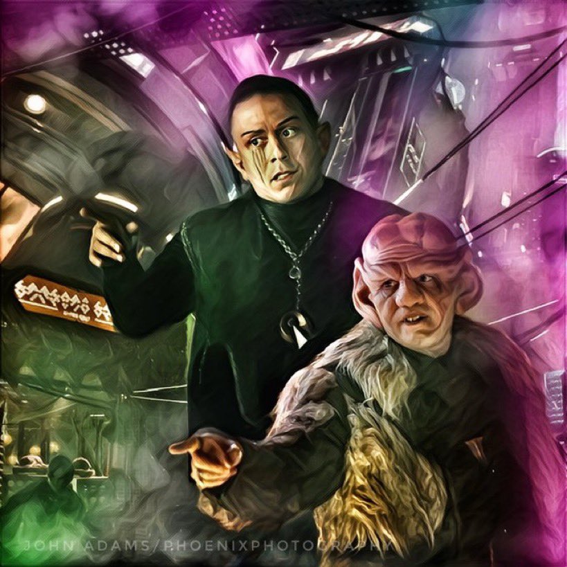 Love this Krinn &amp; Sneed art by <a href="/JAdamsArt/">John Adams/PhoenixPhotography</a>. It’s like the cover of a Trek crime syndicate novel! “The Scavs of District 7 <a href="/kirkacevedo/">KID VICIOUS🔪</a> <a href="/AaronAStanford/">Aaron Stanford</a> #StarTrekPicard