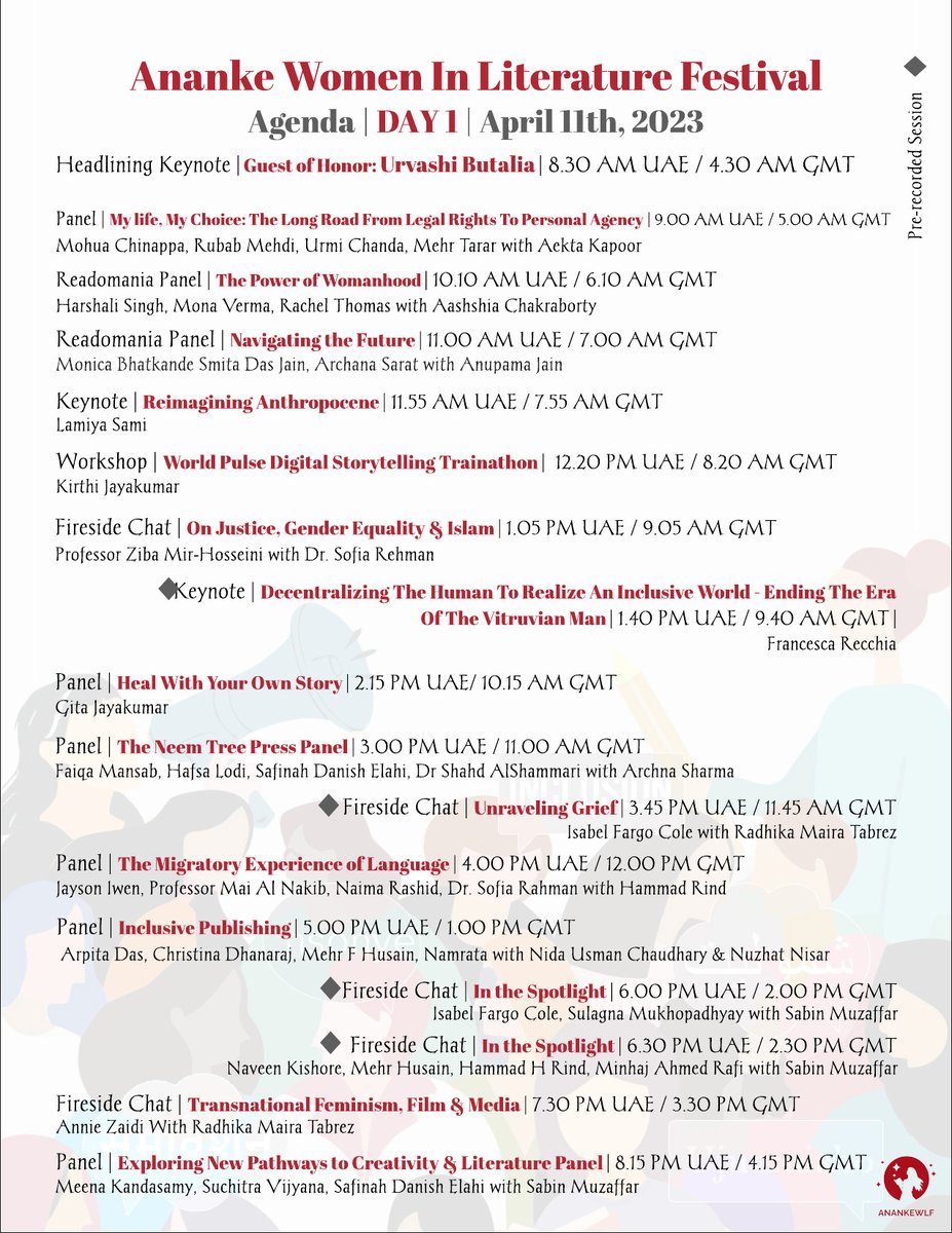 anankemag's tweet photo. Check out our agenda for day 1 of #AnankeWLF
@FakhreddineHuda @jehanbseiso @maialnakib @PrivyTrifles @caselchris1 @tehrikeniswan @sirah2h https://t.co/kphtZyMrni