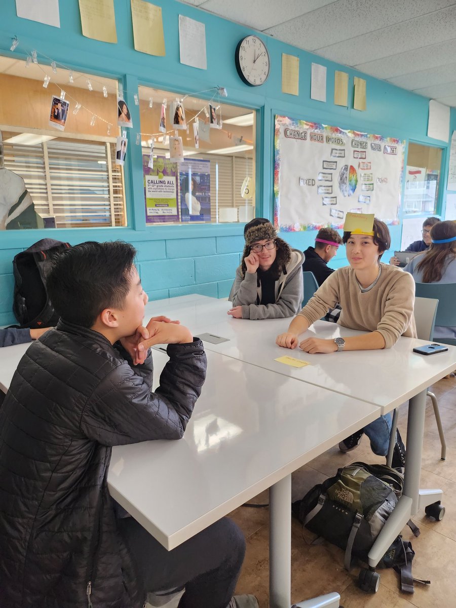 v_berkowitz's tweet image. APCSP learners practice recall and worked on describing vocabulary words to other learners by playing the head bandz game with Computer Science Vocab! I got to play too and it was so much fun! @mineolahs #MineolaProud #APCSP