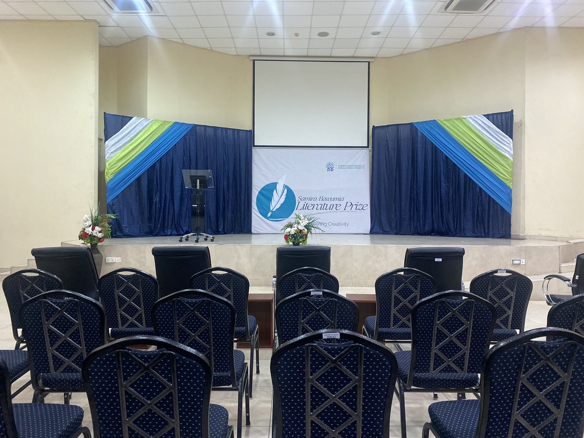 sblprize's tweet photo. Are you Ready? Our setup for the Samira Bawumia Literature Prize Awards Ceremony is ready… meet us at ISSER Conference Hall, University of Ghana @10am tomorrow as we celebrate 30 young amazing Ghanaian writers. https://t.co/Qu2GgeQ1nA