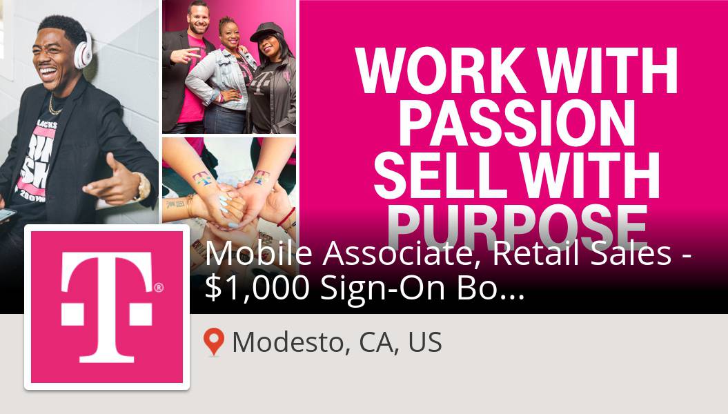 T-Mobile Careers is hiring a Mobile Associate, Retail Sales - $1,000 Sign-On Bonus!, apply now! (#Modesto) #job app.work4labs.com/w4d/job-redire… #BeMagenta