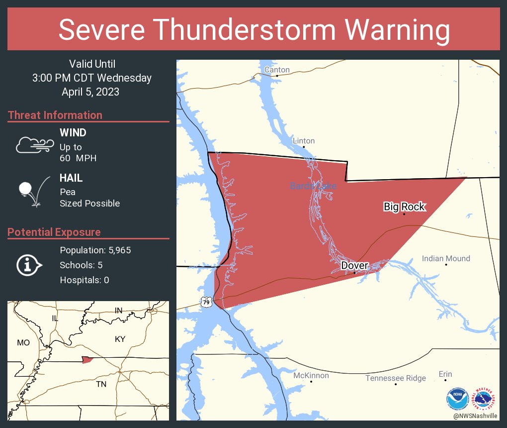 NWS Nashville on Twitter "Severe Thunderstorm Warning including Dover