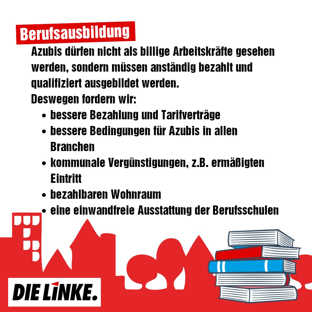 Unser Programm zu Bildung! Kita, Schule, Berufs- und Hochschule braucht mehr! Gute Ausstattung, keine ungerechte Selektion #eineSchuleFürAlle, kostenfreie Mittagessen und angemessen Bezahlung und Wohnraum für junge Menschen! 
#KWSH23 #dasGuteLebenFürAlle #Bildung