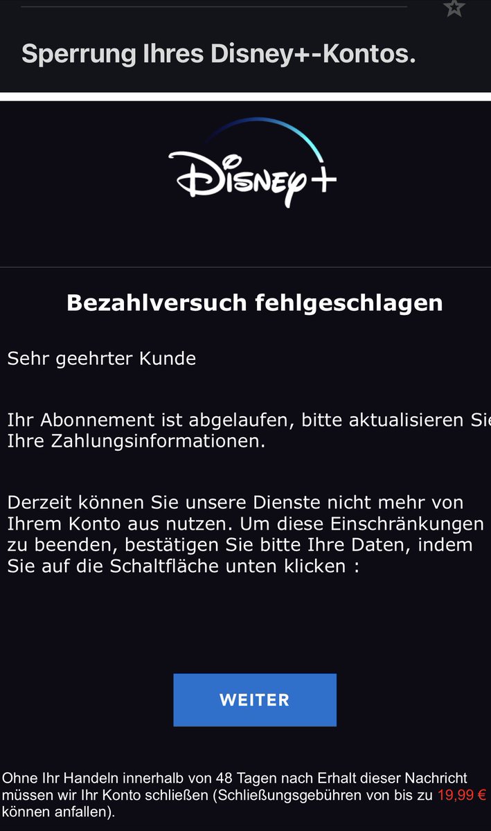 ks_duck's tweet photo. Hey @DisneyPlus es geht eine #spam Mail in eurem Namen rum… @PodcastSBS @TStraeter44149 #DisneyPlus https://t.co/Yzl7bwTcB8
