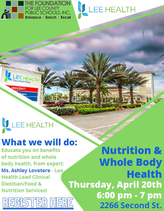 Attention Jags! Join LeeHealth as they Educate you on benefits of nutrition and whole body health, from expert: Ms. Ashley Lovetere - Lee Health Lead Clinical
Dietitian/Food & Nutrition Services 😀docs.google.com/forms/d/1ahwUU…