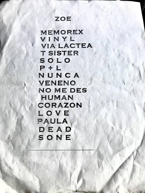 zoepagina's tweet photo. Setlist Zoé (2006) https://t.co/YlECPwavVr