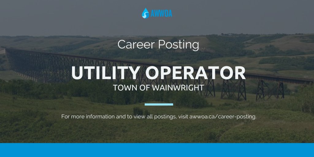 awwoa's tweet image. The @TownWainwright is searching for a Utility Operator who will assist with the operation and maintenance of the Town's water distribution, sewage and treatment systems.

#workforwater #waterjobs

For more information, visit our website: awwoa.ca/careers/career….