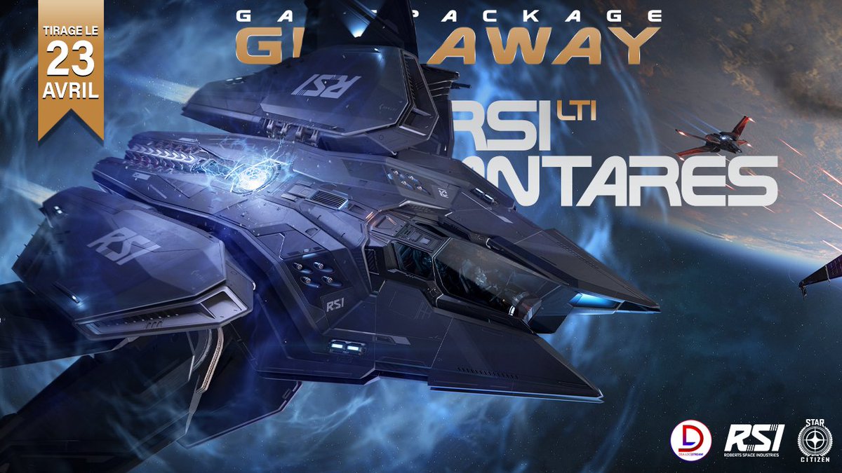 DealoC's tweet photo. Envie de jouer à Star Citizen ? #GIVEAWAY en partenariat avec @RobertsSpaceInd !  

🍀Gagne ton RSI ANTARES + le jeu Star Citizen !
📅TAS le DIMANCHE 23 AVRIL 2023 à 19h 

Pour participer c'est ici ➡️ https://t.co/3dnpa47Cg7

Let's gooo ! 🔥
#StarCitizen https://t.co/U0eiOarSG9