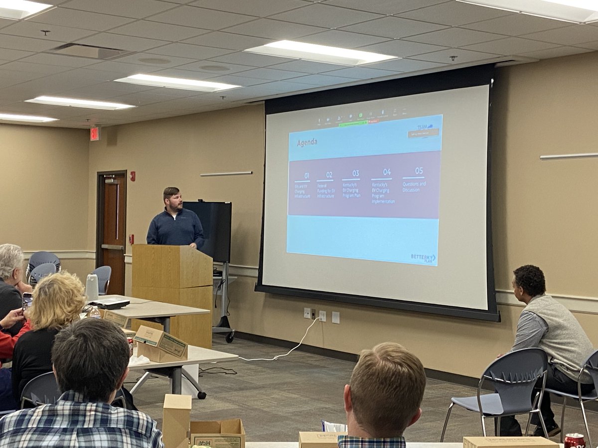 ashe_bg's tweet photo. ASHE BG welcomed Mikael Pelfrey and Justin Harrod from KYTC last week as they discussed the future of Electric Vehicles in Kentucky 
https://t.co/R4uK1LFBe9
Thanks to Ryan Griffith and Donnie Miracle for bringing out their personal EVs and Mikael and Justin for bringing KYTC's EV https://t.co/FC6458BRlO