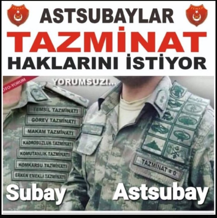 #AstsubayınaSahipÇık
Astsubaylar her durum ve şartta vatanına sahip çıktıysa, sizler de Astsubaylara sahip çıkmalısınız. Ahde vefa budur. 
<a href="/RTErdogan/">Recep Tayyip Erdoğan</a>
<a href="/NureddinNebati/">Dr.Nureddin NEBATİ🇹🇷</a>
<a href="/suleymansoylu/">Süleyman Soylu</a>
<a href="/tcsavunma/">T.C. Millî Savunma Bakanlığı</a>
<a href="/kilicdarogluk/">Kemal Kılıçdaroğlu</a>
<a href="/mustafaelitas/">Mustafa Elitaş</a>
<a href="/fuatoktay/">Fuat Oktay</a>
<a href="/AhmetAYDIN_02/">Ahmet AYDIN</a>
<a href="/HMBakanligi/">T.C. Hazine ve Maliye Bakanlığı</a>
<a href="/meral_aksener/">Meral Akşener</a>