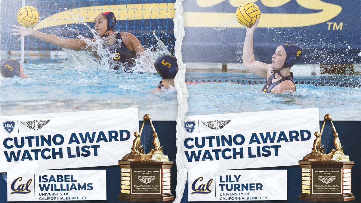 ✍️ STORY: Two Bears Named To Cutino Award Watch List

Seniors Isabel Williams and Cecily Turner represent Cal women's water polo on the watch list, which recognizes 20 of the top players in the country challenging for the sport's top individual honor!

calbea.rs/436P5JD