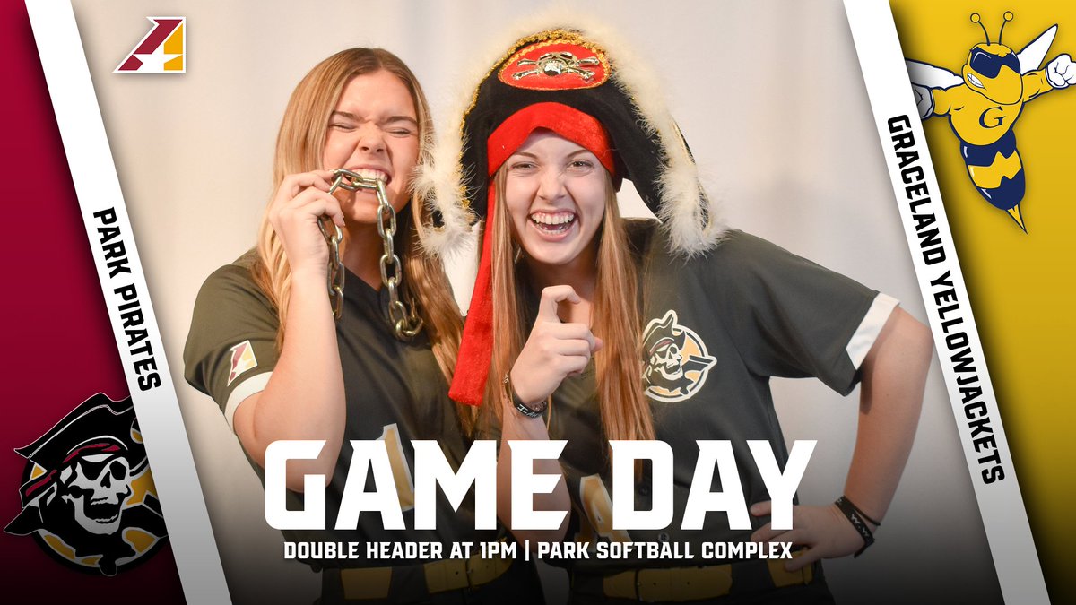 🥎, The Pirates are ready to take on <a href="/GUjackets/">Graceland Athletics</a> at home today! The double header begins at 1pm! Come to Park Softball Complex and show your support! ❤️🏴‍☠️💛
📺 heartconferencenetwork.com/park/
📈 G1 stats.statbroadcast.com/broadcast/?id=…
📈 G2 stats.statbroadcast.com/broadcast/?id=…