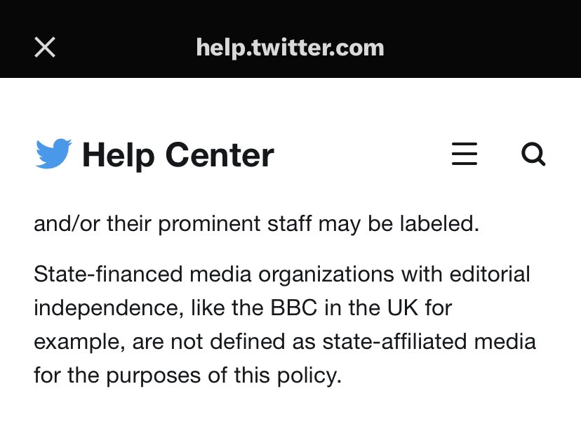 Funny how Twitter explains the BBC is not state media, while NPR somehow is.