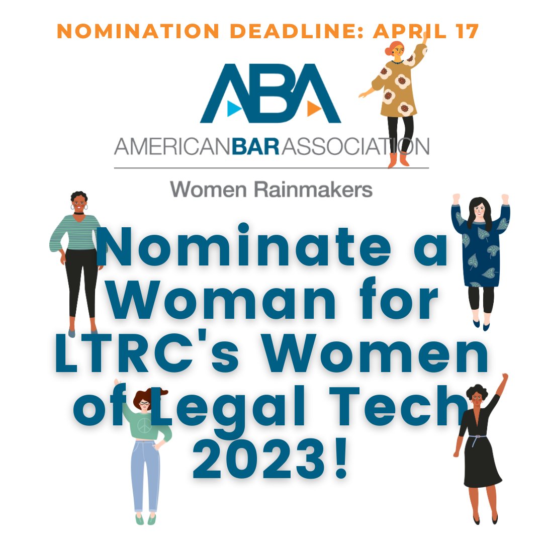 ⚖️ 💻 NOMINATIONS ARE OPEN FOR WOMEN OF LEGAL TECH! Please tell us about your nominee for the 2023 Women of Legal Technology! bit.ly/3KdbwnU #ABA #WomenRainmakers #WomenInLaw #LawPracticeTips #WomenofLegalTech