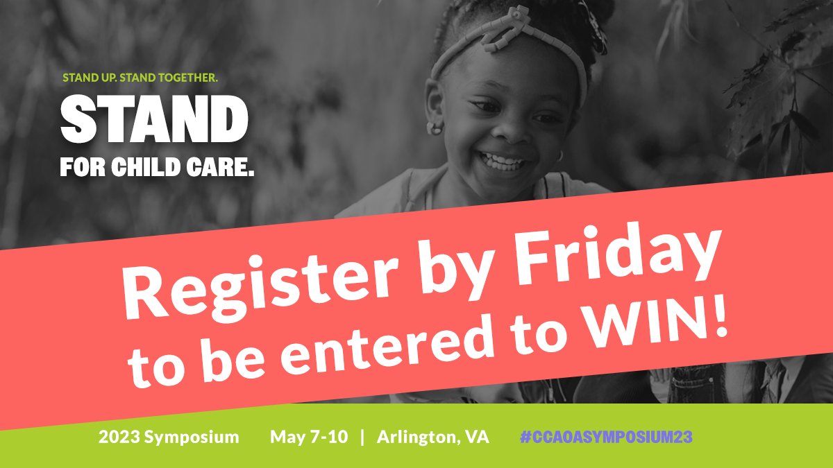 Help us sell out #CCAoASymposium23 and enter to WIN! Register by Friday, April 7 to enter for a $100 gift card. Pack your bags and we'll see you there! hubs.li/Q01KqNjM0 (Note: Offer only applies to those who register between 4/5/23 and 4/7/23). #ece #earlyed