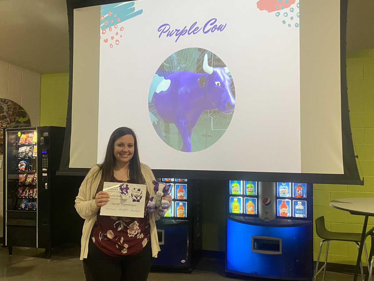 TSMSAD's tweet photo. Congratulations to Mrs Tappmeyer of earning an @TroySouthMiddle Purple Cow!!  #TroySouth #proud2br3 #TitanStrong #TitanPride #TitansRock #CeilingCantHoldUs #LCR3FIT https://t.co/DHIdHAf2yo