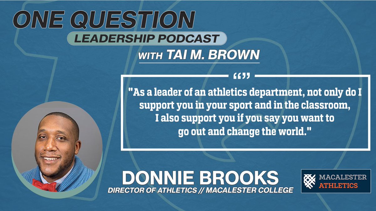 1QLeadership (@1qleadership) on Twitter photo On the question of feeling like a leader, <a href="/Macalester/">Macalester College</a> Director of Athletics, <a href="/AD_DonnieBrooks/">Donald Brooks</a>, talks about his evolution in the leadership chair. #leadership #management
🎧▶️Apple Podcasts: 1quest.co/dBroAp On the question of feeling like a leader, <a href="/Macalester/">Macalester College</a> Director of Athletics, <a href="/AD_DonnieBrooks/">Donald Brooks</a>, talks about his evolution in the leadership chair. #leadership #management
🎧▶️Apple Podcasts: 1quest.co/dBroAp